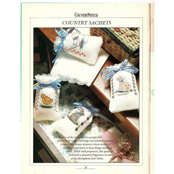 Country Stitch Magazine 1990 Premier Issue Cross Stitch Patterns Christmas - Picture 3 of 10
